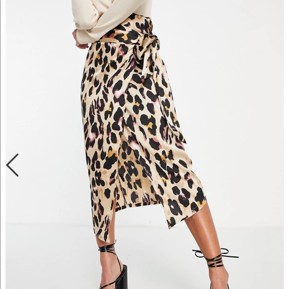 Never Fully Dressed Leopard Print Silk Midi Skirt